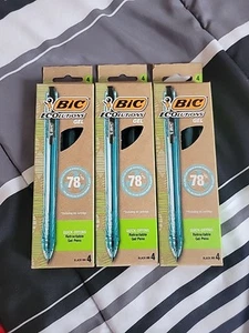 Lot of 3 BIC Ecolutions Black, Gel Pens Ocean-Bound Recycled, 4-Count Packs - Picture 1 of 1