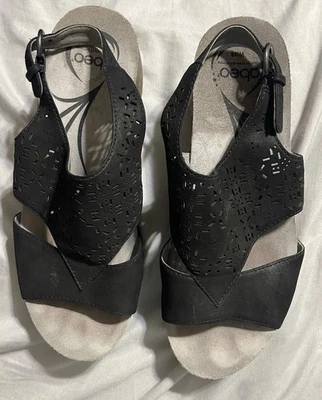 Abeo  Unify Strap Wedges Sandals Black Suede Leather Women's Size US 8 - Image 1 of 4