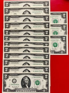 2013 $2 TWO DOLLAR BILL ( 12 District full set + 3 Star Notes ) UNCIRCULATED - Picture 1 of 11