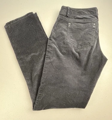 White House Black Market 灯芯绒女式黑色修身腿裤黑色,尺寸 4R,很好! — 第 1/4 张图片