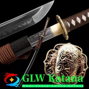 Espada Samurai Japonesa Katana Marrón Hecha a Mano, Hoja de Acero Templado de Arcilla - Imagen 1 de 9