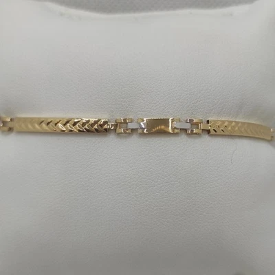 Bracelet Or 18K Homme Semi-Rigide Brillant Or Blanc Or Jaune 21 Cm 5,50Gr - Photo 1/4