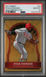 PSA 10 GEM! Ryan Howard 2011 Topps Finest Gold Refractor Card /50 #20 Phillies - Bild 1 von 2