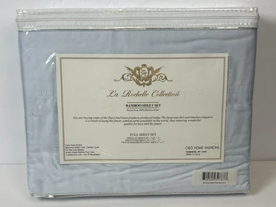 Fundas de almohada planas de bambú para sábanas completas La Rochelle azules 4 piezas originales $169 nuevas en caja Foto 1 de 4