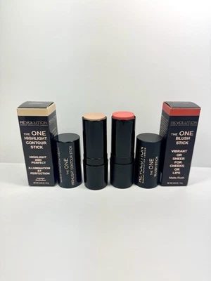 Revolution Illuminating Highlighter Stick And The One Blush Stick In Matte Rush - Image 1 of 4