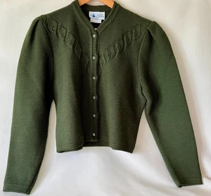 Damen Alpen Länder Austria Trachten dunkelgrün Wolle Strick Cardigan Gr. M 12 - Bild 1 von 4