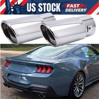 2XExhaust Pipe Tips For Ford Mustang GT StainlessSteel Tail Muffler 1.5-2.1" - Imagem 1 de 4