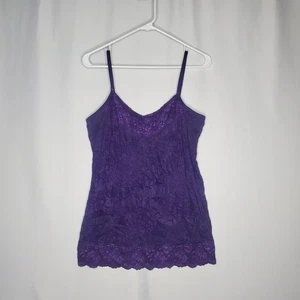 Dressbarn Trägertop Spitzenbesatz Camisole Large lila Crinkle Y2K Coquette Fairy - Bild 1 von 11