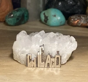 Rare Vintage 925 Sterling Silber "Chicago" Skyline Anhänger 1" AN825-1 - Bild 1 von 11