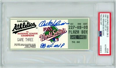 Orel Hershiser Signed Authentic World Series Game 3 Ticket Stub "88 WS MVP" PSA - Image 1 of 3