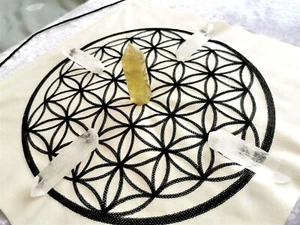 KristallgitterSet Samttuch Fülle Citrin Reiki Heilige Geometrie BlumeLebens - Bild 1 von 8