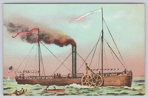 Postal El vapor Clermont Steamship inventado por Robert Fulton - Imagen 1 de 3