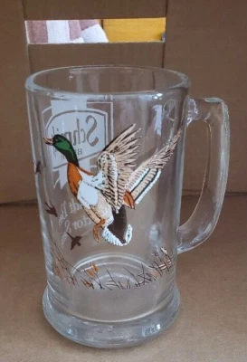 Taza de cerveza de vidrio vintage Schmidt serie coleccionista pato mallardo vida silvestre 5,5" Foto 1 de 2