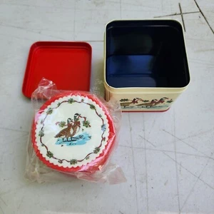 "Prensa de popurrí lata de ganso de Navidad 4"" cuadrada con posavasos pato de vacaciones vintage" - Imagen 1 de 6