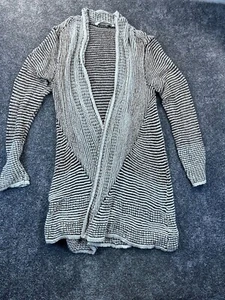 Weiche Umrandung Damen Strickjacke Pullover gestreift vorne offen L - Bild 1 von 9