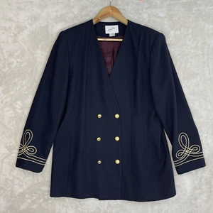 Vtg Jacqueline Ferrar Blazer Jacket Size 14 Office Siren Embroidered Clueless - Picture 1 of 15