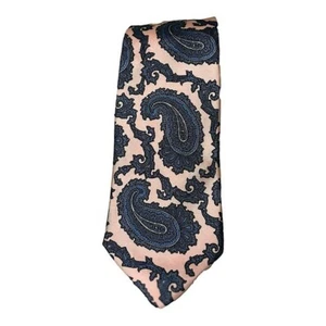 Johnny Carson Pink and Blue Paisley Necktie 100% Silk - Picture 1 of 7