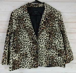 Notations Womens Cheetah Print Size L Blazer Jacket  j154 - Picture 1 of 9