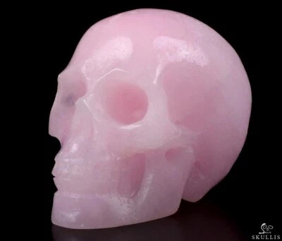 Calavera de cristal tallada en aragonita rosa de 2,0", realista, cristal curativo Foto 1 de 4