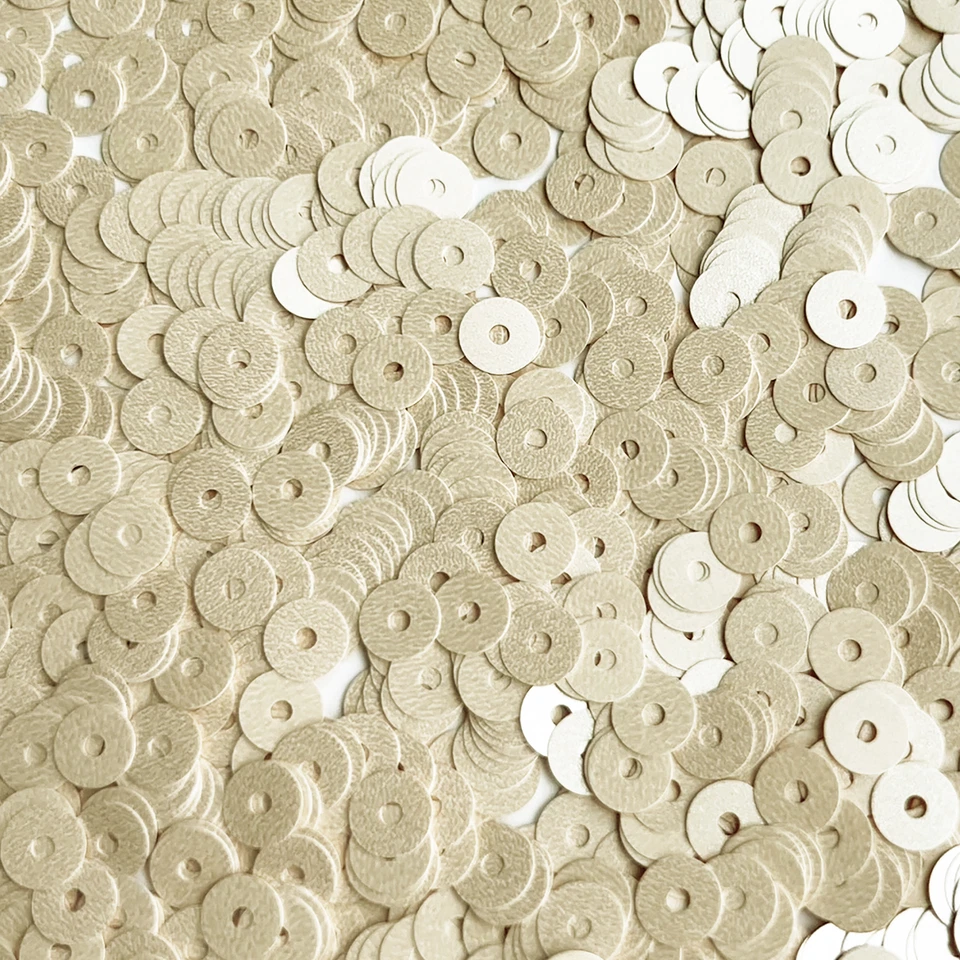 6mm Flat Sequins Cream Vanilla Opaque Satin Pearl Medium Hole Made in USA - Image 1 of 1