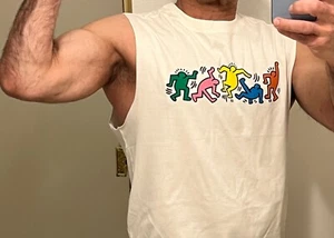 Camisa Muscular Licenciada KEITH HARING NUEVA S, M, L, XL, XXL ESTAMPADO EN AMBOS LADOS NUEVA CON ETIQUETAS - Imagen 1 de 14