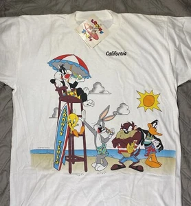 Camiseta Looney Tunes Vintage California Bugs Taz Lucas 1996 Hombres XL Blanca Nueva con Etiquetas - Imagen 1 de 12