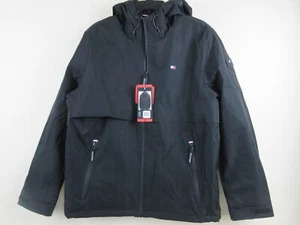 Chaqueta rompevientos con capucha Tommy Hilfiger para hombre talla mediana - negra (NUEVA CON ETIQUETAS) - Imagen 1 de 8