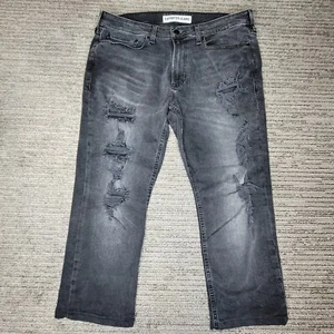 Express Size 32 Mens Jeans Rocco Slim Skinny Leg Distress Patches Black - Picture 1 of 11