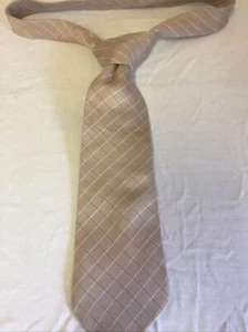 Vintage Men's Neck Tie Van Heusen 3.50" Wide 59" Long Retro Silk Beige Check - Picture 1 of 6