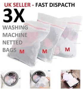 3x Medium Zipped Wash Bags Laundry Mesh Net Bra Sock Underwear Washing Machine - Picture 1 of 6
