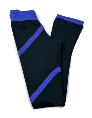 CHLOE NOEL ChloeNoel Ice Figure Skating Pants Black Leggings with Purple Spiral Girls