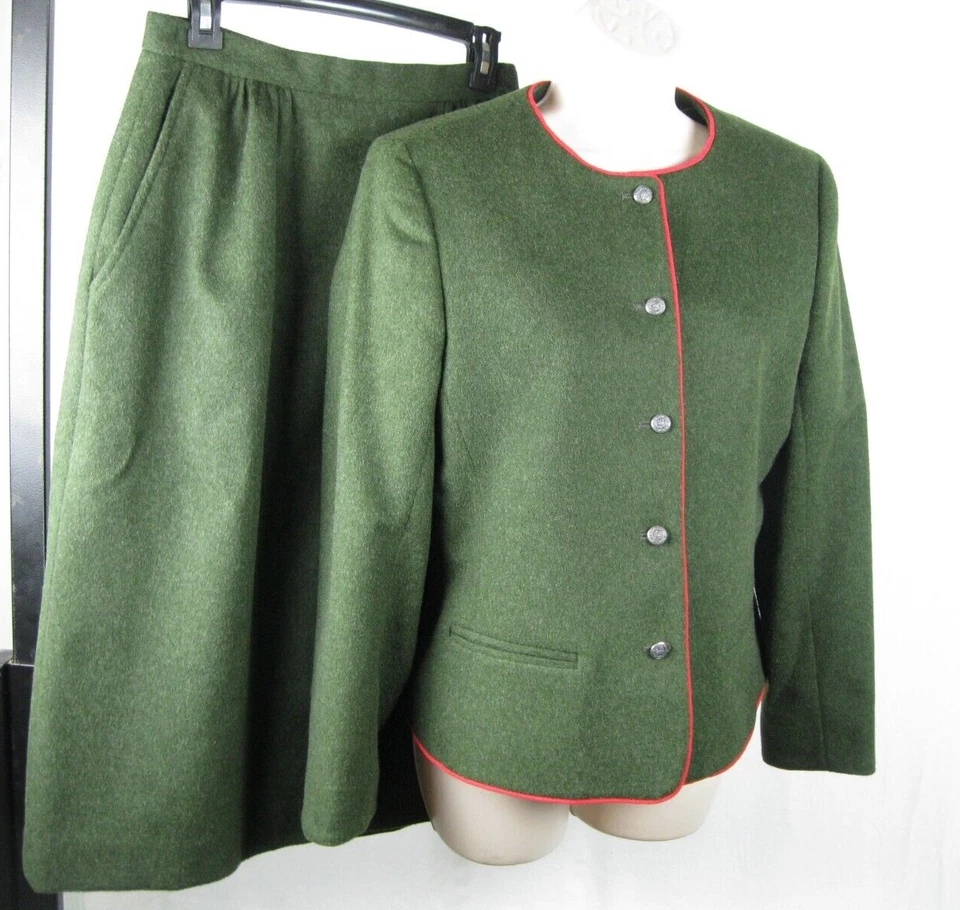 Lady Halrin Wool Jacket & Matching Wool Skirt Green Size Petite M - Image 1 of 4