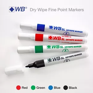 Dry Erase Markers Pens Thin Slim Fine Tip Board Whiteboard Wipe Clean ✔4 Colours - Picture 1 of 11