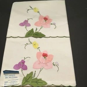 Hermosas fundas de almohada florales vintage de algodón tamaño king - Imagen 1 de 4