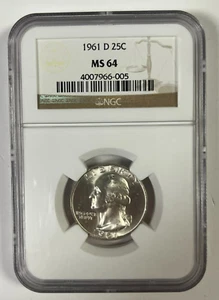 1961 D Washington Quarter Silver NGC MS 64 - Picture 1 of 4