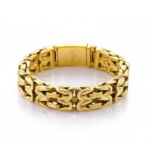 15mm 8.66'' Stainless Steel Gold Casting Knot Link Chain Bracelet Fashion Women - Picture 1 of 3