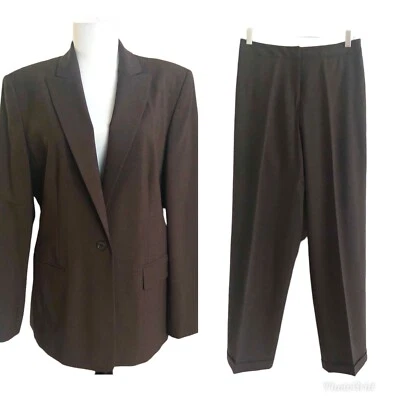 Blazer marrón de mezcla de lana Talbots para mujer 10 pantalones conjunto de 8 trajes Business Heritage 2 piezas Foto 1 de 4