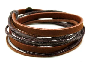 Wickelarmband Leder Armband! Surferarmband Leather Bracelet im Braun Herren - Picture 1 of 9
