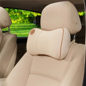 Beige Car Seat Headrest Pad Memory Foam Pillow Head Neck Rest Support Cushion - Picture 1 of 7