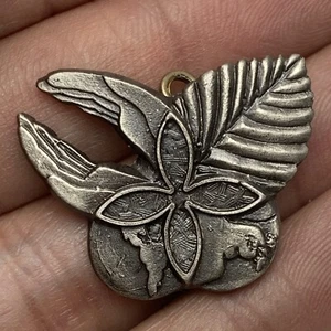 925 Sterling Vintage Christliches Symbol Friedenstaube Kreuz Kugel Brosche / Anhänger - Bild 1 von 11