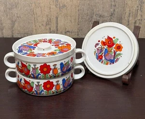 Vintage Crown Royal Paradise Pattern Bowls with Lid Set of 2 - Picture 1 of 5