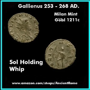 GALLIENUS. Sol der Sonnengott Peitsche. Mailand Neuwertig. Münze Römisches Reich. Schön. - Bild 1 von 1