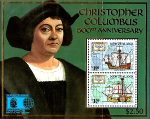 NEW ZEALAND 1992-1092a Voyages of Columbus 500th Anniversary MNH Miniature Sheet - Picture 1 of 1