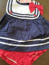 Gymboree NWT Dress Sailor Baby Navy red Bow Sleeveless Nautical 6 12 M bloomers