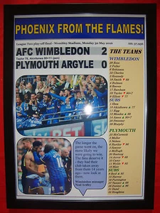 AFC Wimbledon 2 Plymouth 0 - 2016 League Two Play-off Finale - gerahmter Druck - Bild 1 von 2