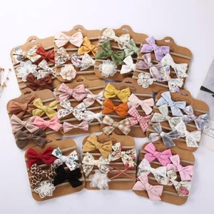 5pcs/set Baby Bow Headband Lace Flower Print Nylon Cotton Hair Bands for Childre - Picture 1 of 44