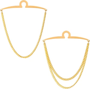 2Pcs Set Men'S Tie Chain Silver Gold Tie Clips Link Chain Gift Box - Picture 1 of 12