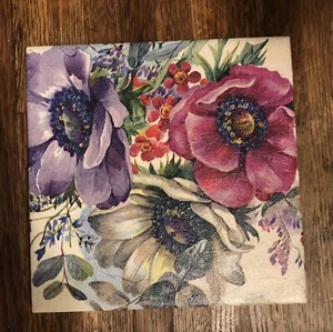 DECOUPAGED 6"" QUADRATISCHER BLUMENFLIESENUNTERSETZER/KOCHPLATTE - Bild 1 von 2