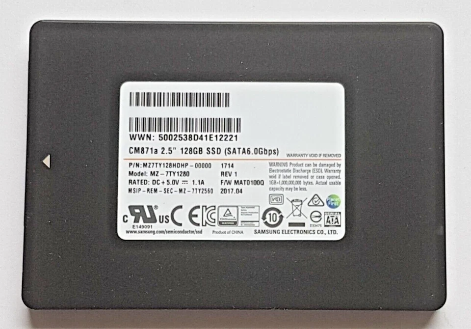 128 GB SATA III Samsung CM871a Series MZ-7TY1280 SSD Tlc 2.5 " Internal Hard - Image 1 of 1
