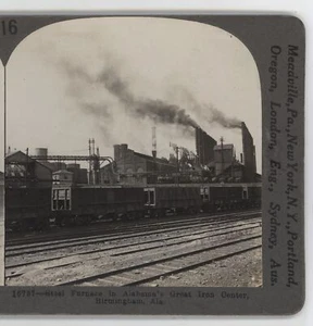 Steel Furnace Alabama's great Iron Center Birmingham Keystone Stereoview c1900 - Picture 1 of 4